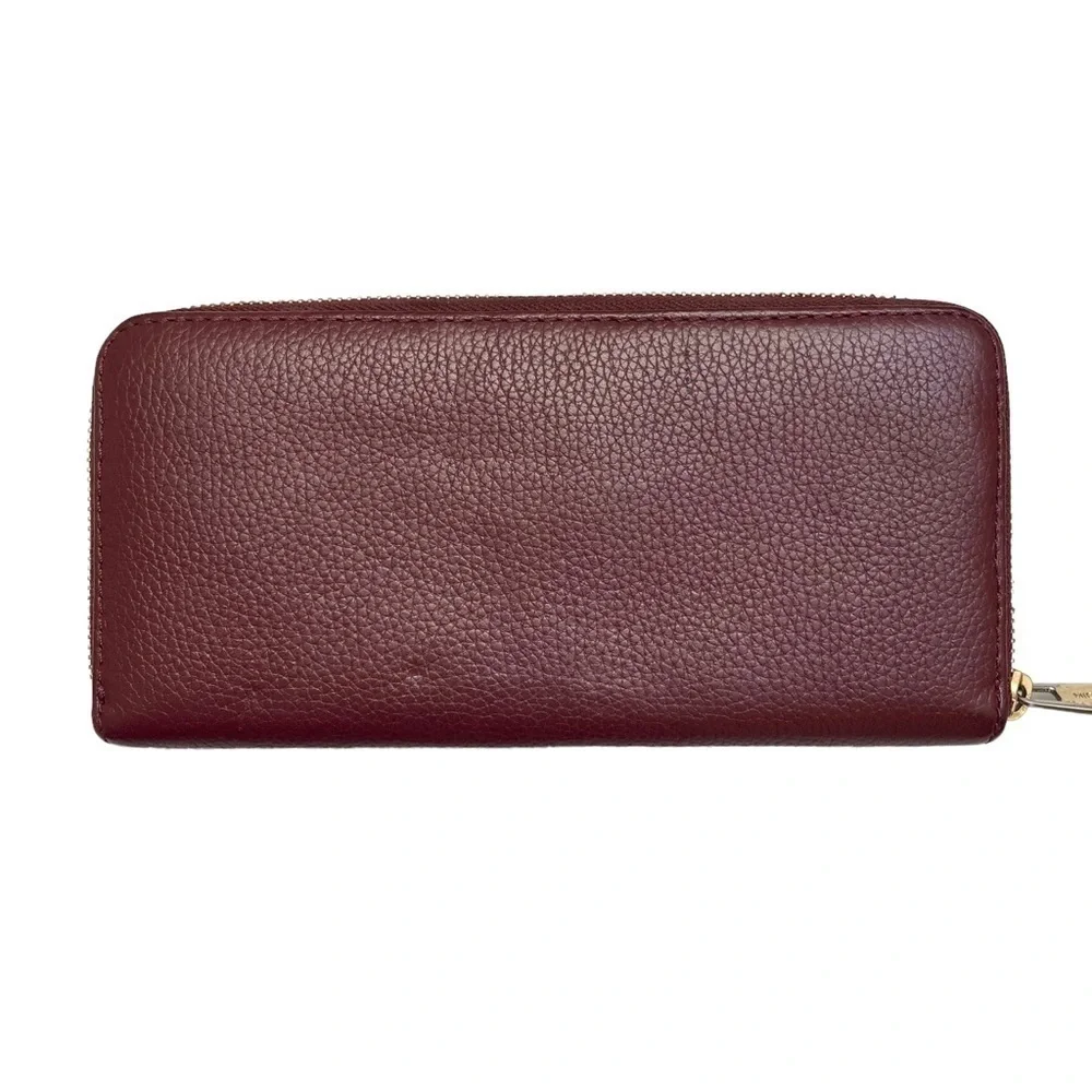 Michael kors burgundy red leather long zipper clutch wallet